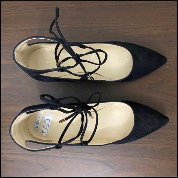 Marc Fisher 5.5 Black Ankle-tie Wedge Points - Picture 5 of 7